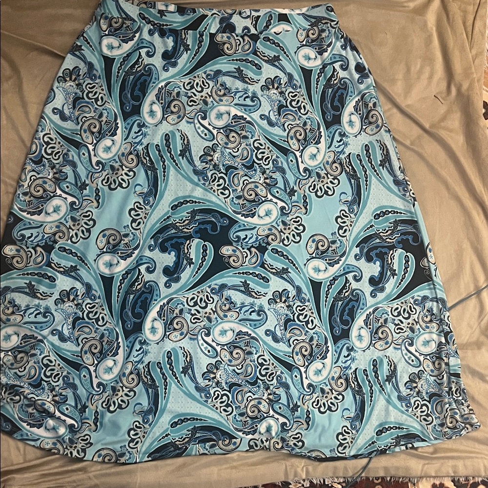 Blue Paisley A-Line Skirt
